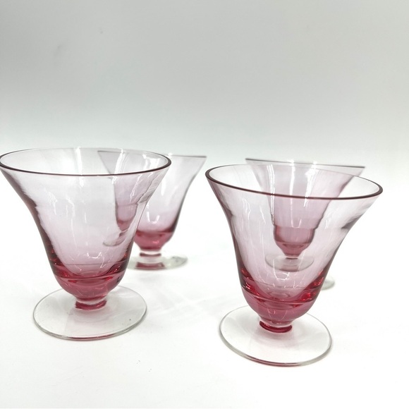 TIFFIN-FRANCISCAN Wisteria Pink Dessert Water Fruit Cocktail Glass Cups Set of 4 - Picture 1 of 16
